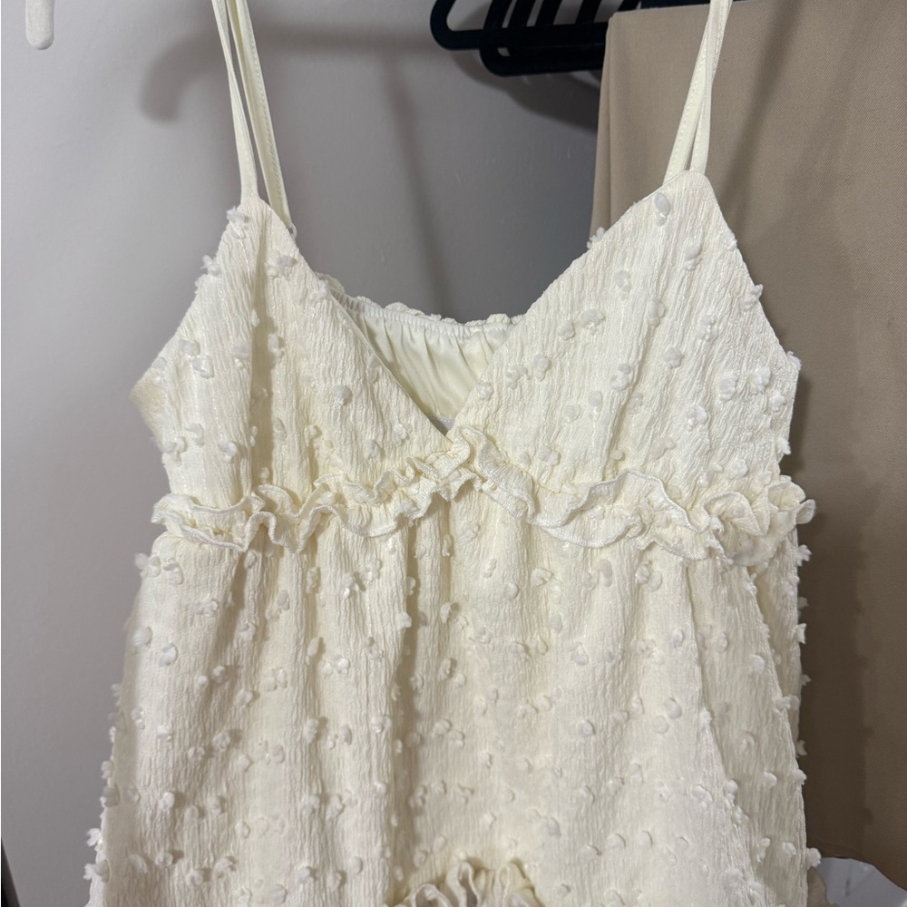 Cream Textured Sleeveless Top